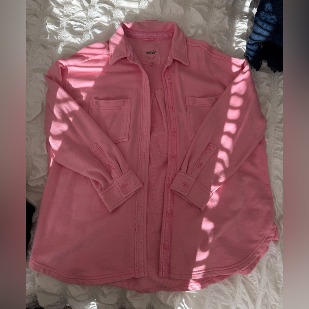 Aerie Vibrant Pink Button Top